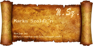 Marks Szolón névjegykártya